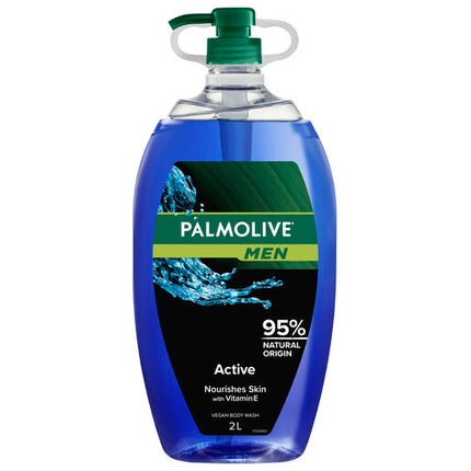 Palmolive Men Body Wash 2L, Active with Sea Minerals, Soap Free Shower Gel, No Parabens or Phthalates