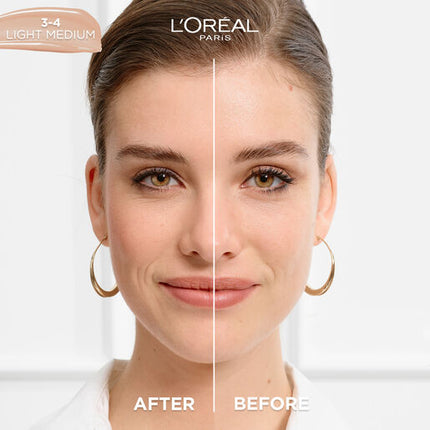 L'Oréal Paris True Match Nude Plumping Tinted Serum Foundation with Hyaluronic Acid Shade 3-4 Light Medium 30ml