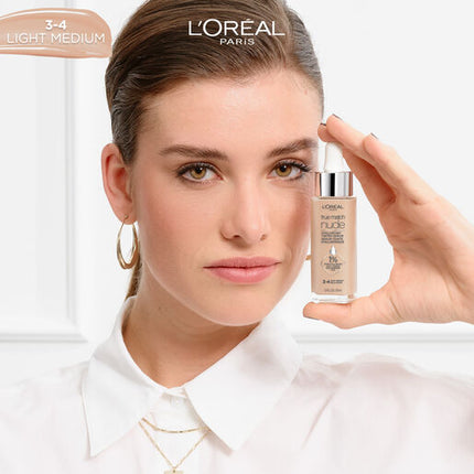 L'Oréal Paris True Match Nude Plumping Tinted Serum Foundation with Hyaluronic Acid Shade 3-4 Light Medium 30ml