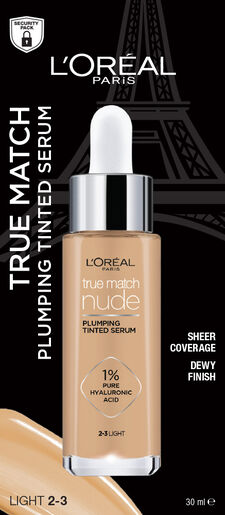 L'Oréal Paris True Match Nude Plumping Tinted Serum Foundation with Hyaluronic Acid Shade 2-3 Light 30ml