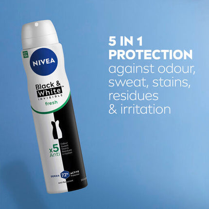 Nivea Invisible for Black & White Fresh Aerosol Deoderant 250mL