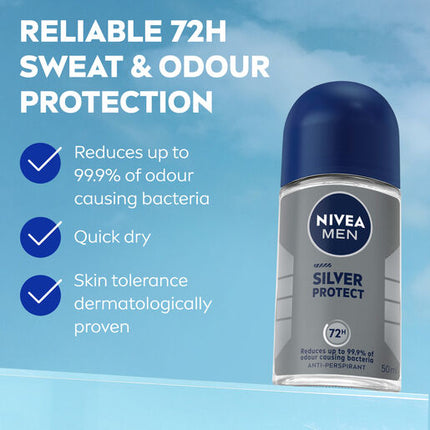 Nivea Deodorant Roll On Men Silver Protect 50ml