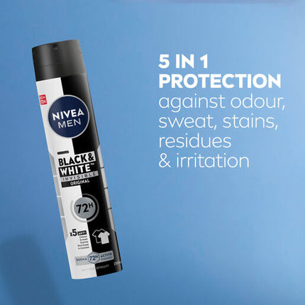 Nivea Deodorant Aerosol Men Invisible Black And White 250mL