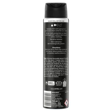 Nivea Deodorant Aerosol Men Invisible Black And White 250mL