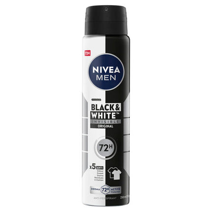 Nivea Deodorant Aerosol Men Invisible Black And White 250mL