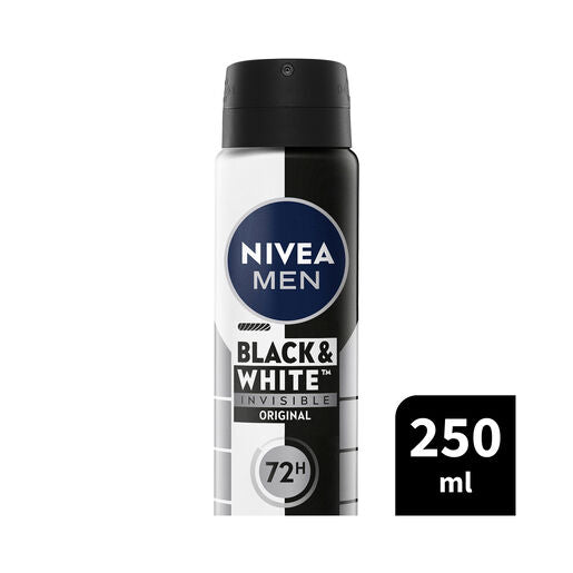 Nivea Deodorant Aerosol Men Invisible Black And White 250mL