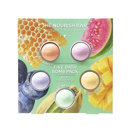 The Nourish Bar Five Bath Bomb Pack