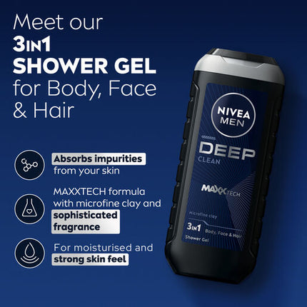 Nivea Men Shower Gel Deep Clean 500ml
