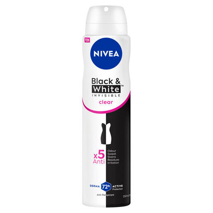Nivea Invisible Black & White Clear Aerosol Deodorant 250mL