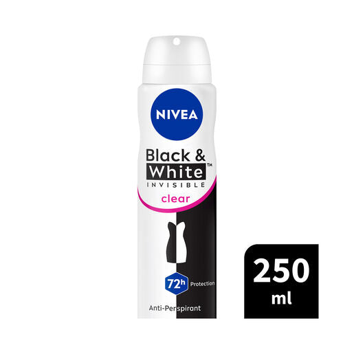 Nivea Invisible Black & White Clear Aerosol Deodorant 250mL