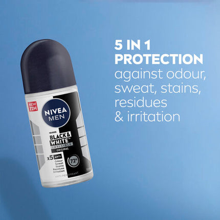 Nivea Deodorant Roll On Men Invisible Black And White 50mL