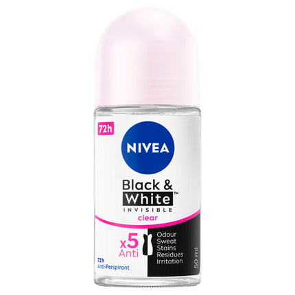 Nivea Deodorant Roll On Invisible Black And White Clear 50mL