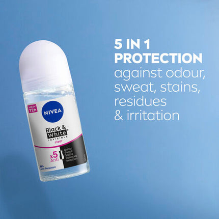 Nivea Deodorant Roll On Invisible Black And White Clear 50mL