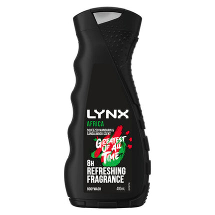 Lynx Body Wash 8-hour refreshing scent Africa shower gel with squeezed mandarin and sandalwood notes 400 ml