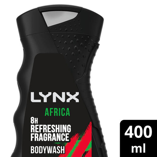 Lynx Body Wash 8-hour refreshing scent Africa shower gel with squeezed mandarin and sandalwood notes 400 ml