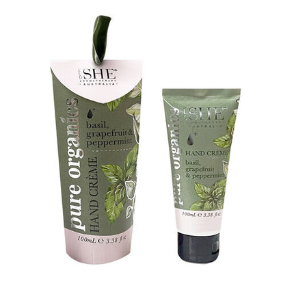 SHE Pure Organics Hand Cream Basil Grapefruit & Peppermint 100Ml
