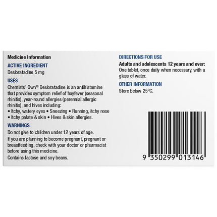 Chemists' Own Desloratadine 5mg Tablets 40
