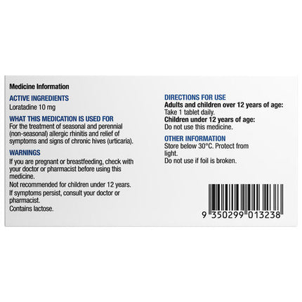 Chemists' Own Loratadine Hayfever & Allergy Relief 10mg Tablets 50