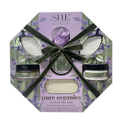 SHE Pure Organics Luxury Spa Time Set Lavender & Rose Geranium