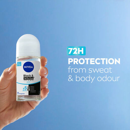 Nivea Deodorant Roll On Invisible Black And White Pure 50mL