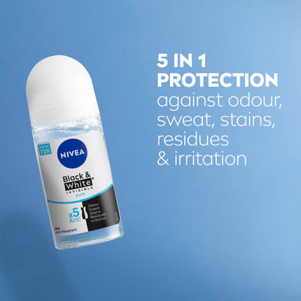 Nivea Deodorant Roll On Invisible Black And White Pure 50mL