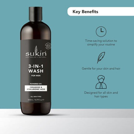 Sukin For Men 3-in-1 Wash 500mL