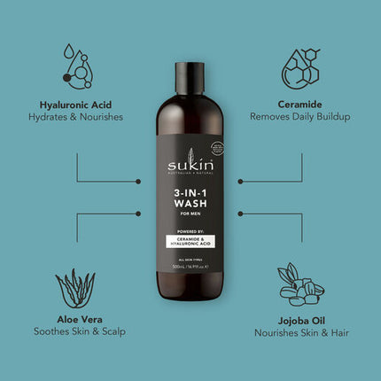Sukin For Men 3-in-1 Wash 500mL