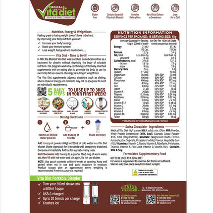 Vita Diet Swiss Chocolate Pouch 18 Pack