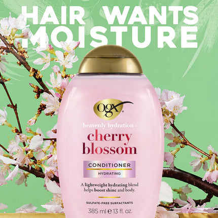 Ogx Heavenly Hydration + Shine Cherry Blossom Conditioner For Thin & Fine Hair 385mL