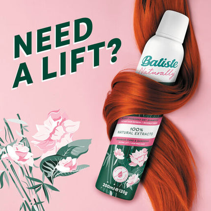 Batiste Naturally Bamboo Fibre and Gardenia Dry Shampoo For Flat Fine Hair 200mL