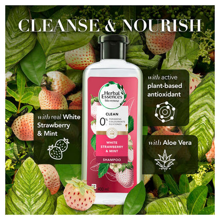 Herbal Essences Bio: Renew Silicone Free White Strawberry & Mint Clean 90% Natural Origin Shampoo 400 ml