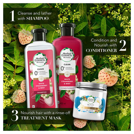 Herbal Essences Bio: Renew Silicone Free White Strawberry & Mint Clean 90% Natural Origin Shampoo 400 ml