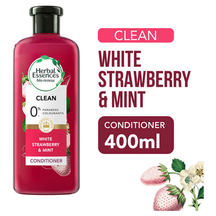 Herbal Essences Bio: Renew White Strawberry & Mint Clean 90% Natural Origin Conditioner 400 ml