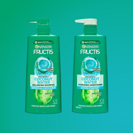 Garnier Fructis Coconut Water Shampoo 850ml for Oily Roots, Dry Ends