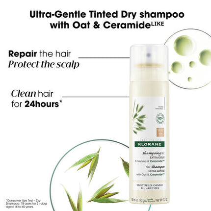 Klorane Dry Shampoo with Oat & Ceramide Dark Hair Tinted 150ml - All Hair Types