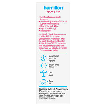 Hamilton Sun Toddler Roll On SPF50+ 50mL