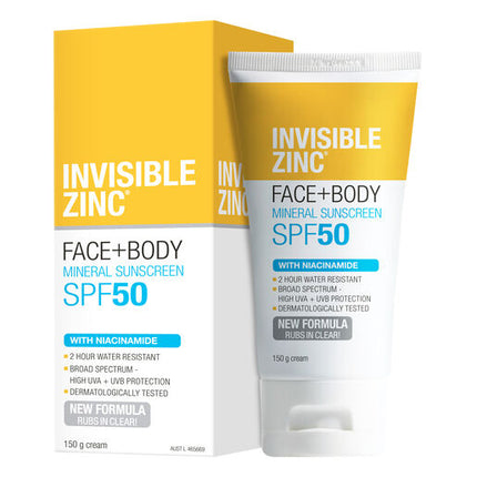 Invisible Zinc Face & Body Sunscreen SPF50+ 150g