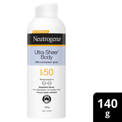 Neutrogena Ultra Sheer Body Mist Sunscreen SPF50 140g
