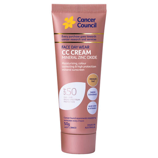 Cancer Council Face Day Wear CC Cream SPF50+ Medium Tint 50g
