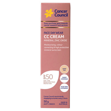 Cancer Council Face Day Wear CC Cream SPF50+ Light Tint 50g