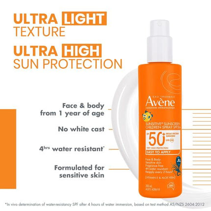 Avène Sunsitive Sunscreen Children Spray Spf50+ 200ml