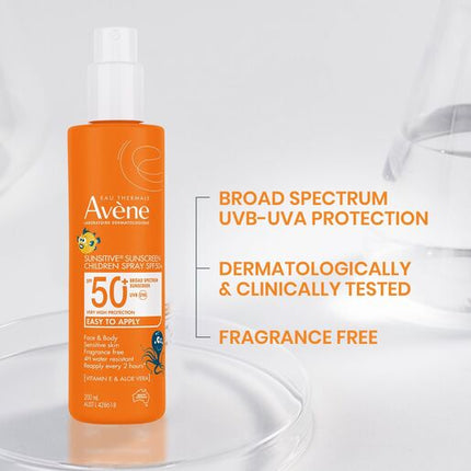 Avène Sunsitive Sunscreen Children Spray Spf50+ 200ml
