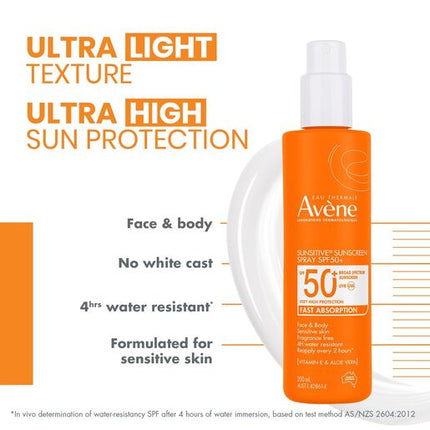 Avène Sunsitive Sunscreen Spray SPF50+ 200ml