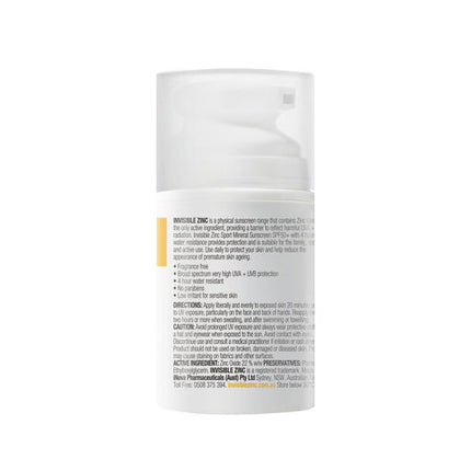 Invisible Zinc Sport Mineral Sunscreen SPF 50+ 50mL
