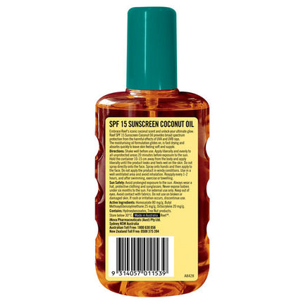 Reef Coconut Sunscreen Oil Spray SPF 15+ 220mL