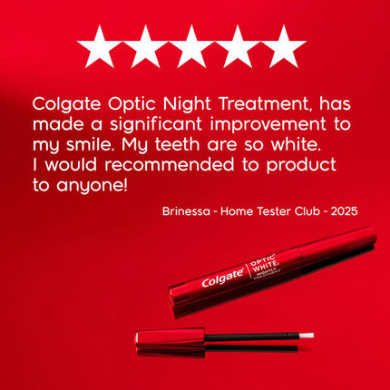Colgate Optic White Overnight Teeth Whitening Treatment Pen With Hydrogen Peroxide Enamel Safe 2.5mL