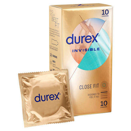 Durex Invisible Condoms Close Fit, Pack of 10