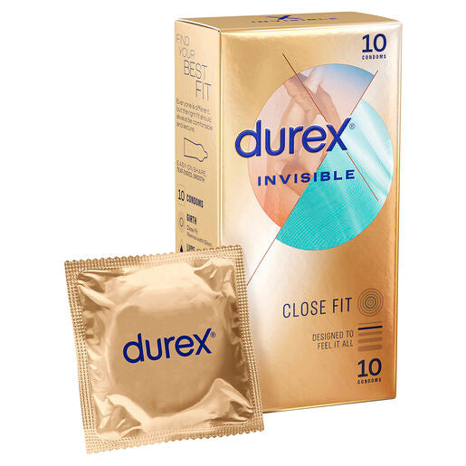 Durex Invisible Condoms Close Fit, Pack of 10