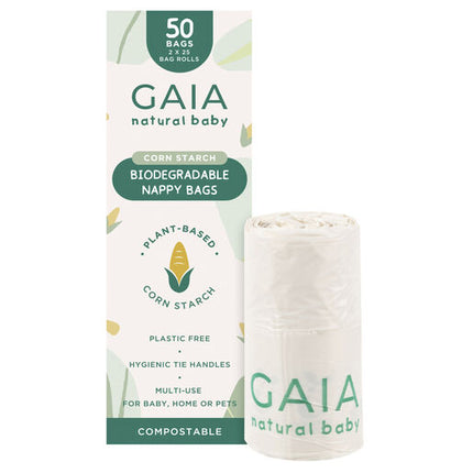 Gaia Natural Baby Biodegradable Nappy Bags 50 Pack