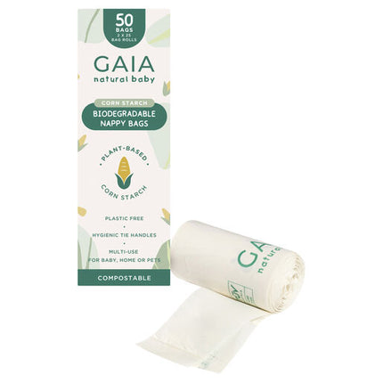 Gaia Natural Baby Biodegradable Nappy Bags 50 Pack